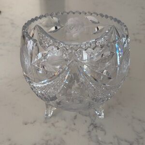 Crystal brilliant cut Footed Candy Dish size 6*6 rare collectors find
